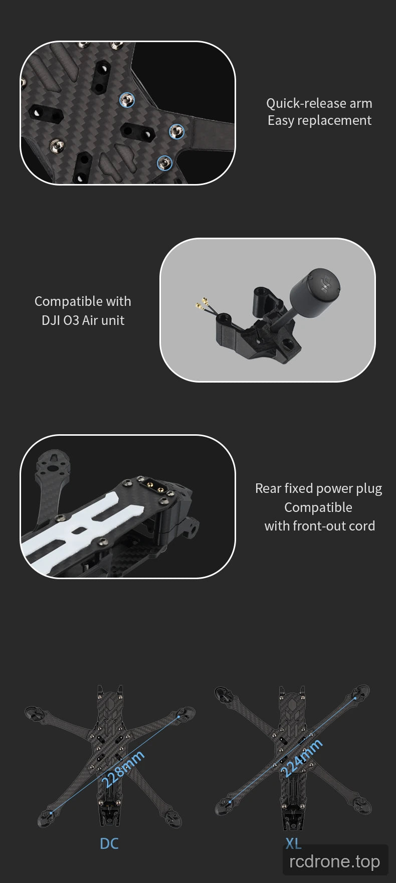 DeepSpace SEEKER5 FPV frame kit comparison with DC and XL layouts — section 6 of 10