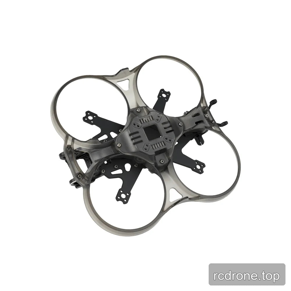 Underside view of the DeepSpace Stellar 25 cinewhoop frame, showing the lower duct structure, central bottom plate, and motor arms.