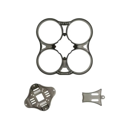 Gray four-duct guard with a square center mounting plate and a small slotted gray bracket on a white background.