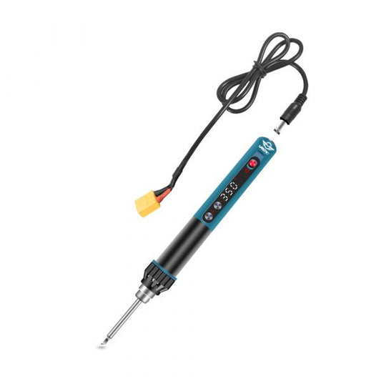 FrSky VANTAC portable soldering iron with LED display controls, T8 tip, XT60 power lead and DC plug