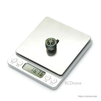 DIATONE MAMBA TOKA 1408 brushless motor with titanium shaft weighs 16.76 grams.
