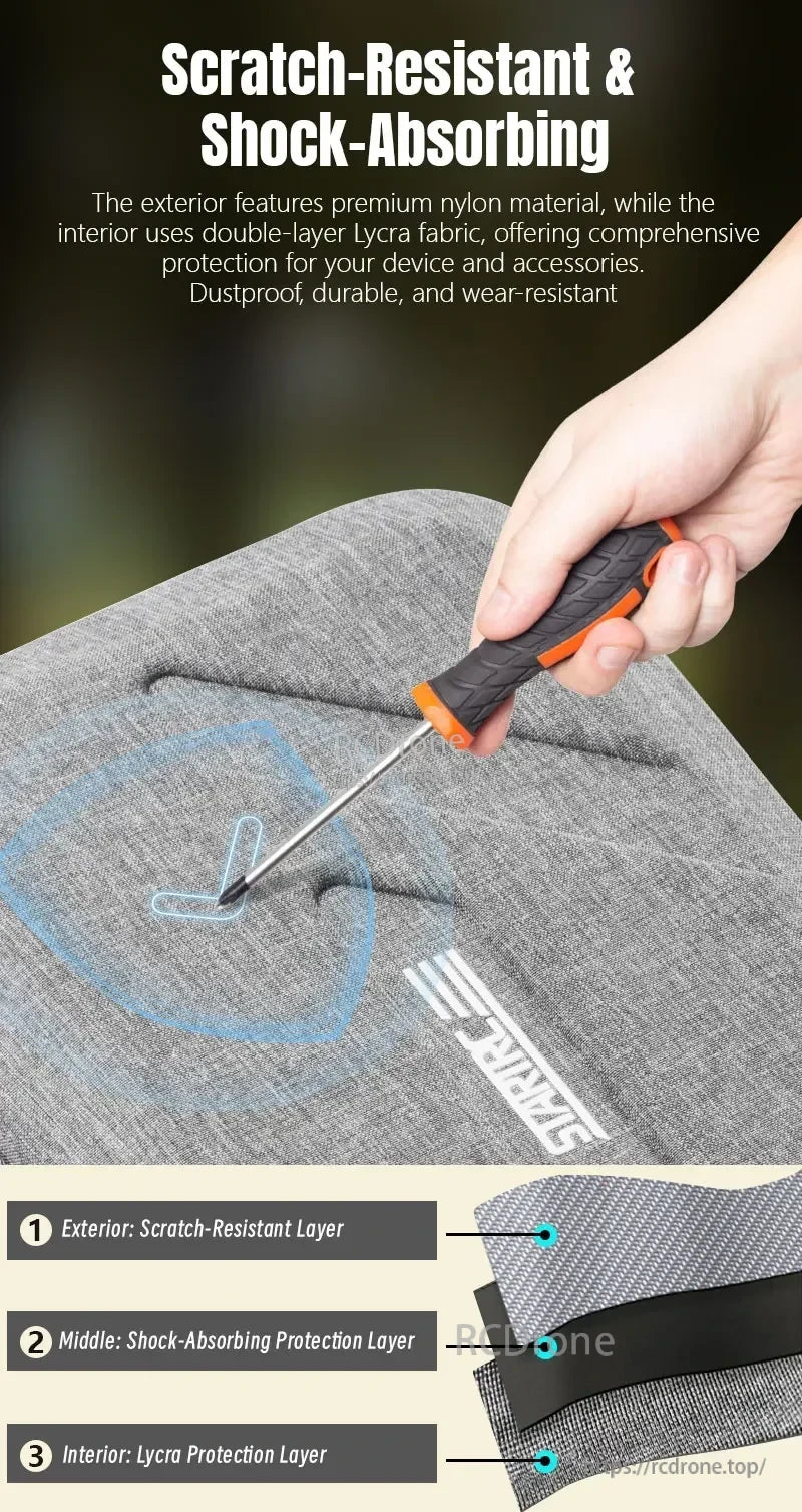 DJI FLIP Carrying Case, Durable, scratch-resistant case with nylon exterior, double-layer Lycra interior, and shock absorption; offers triple protection against dust, impacts, and wear.