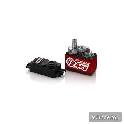 Opened DS-B008-C servo motor showing internal metal gears beside the removed black top cover.