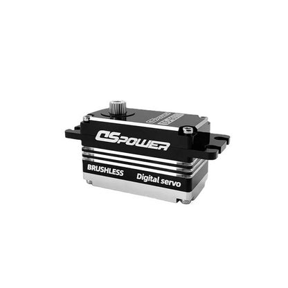 DSpower DS-B011-C black and silver servo motor shown in a front three-quarter view with splined output shaft.