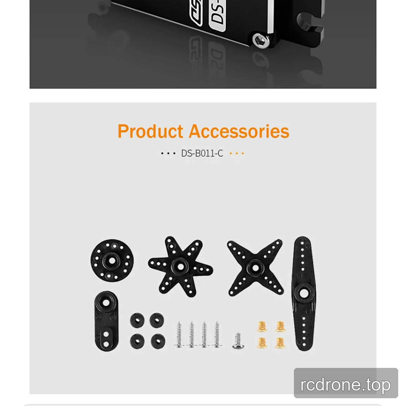 DSpower DS-B011-C servo feature and accessory graphic — section 4 of 4