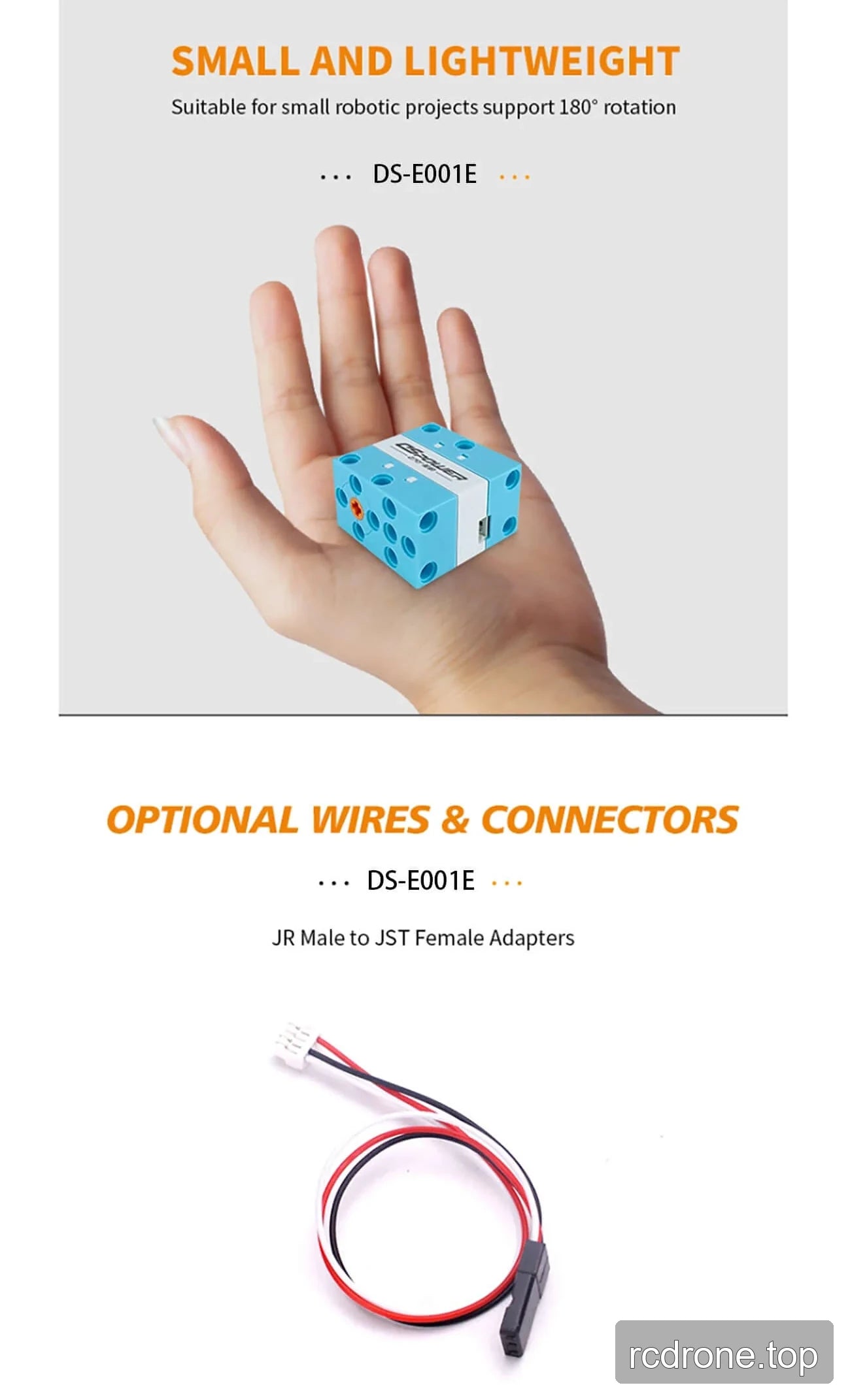 DSpower DS-E001E building-block servo application and feature graphic — section 5 of 5