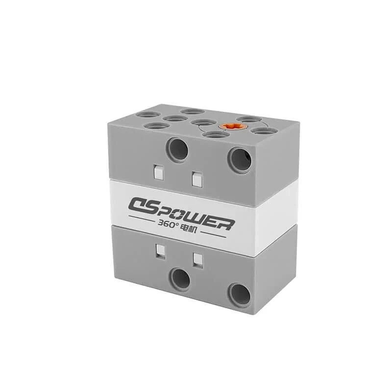 Gray DSpower DS-E001F servo motor shown upright with a white center band and orange top output hub.