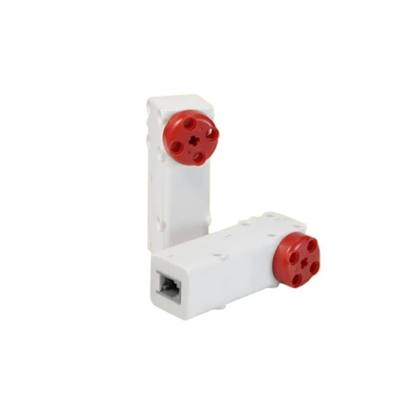 Two white DSpower DS-E025A servo motors shown upright and horizontal, each with a red circular output hub.