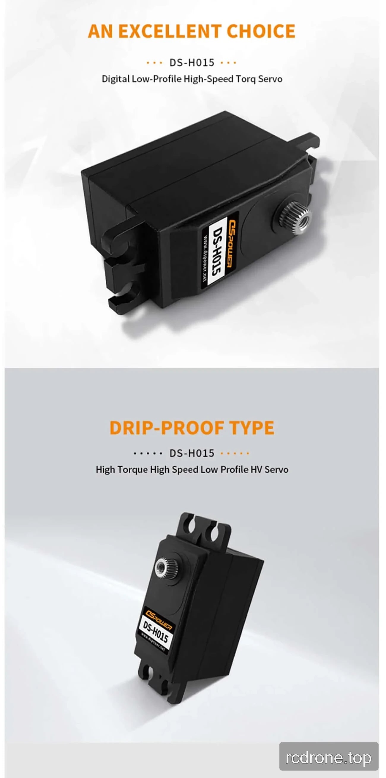 DSpower DS-H015 low-profile digital servo with mounting hardware and RC car applications — section 3 of 5