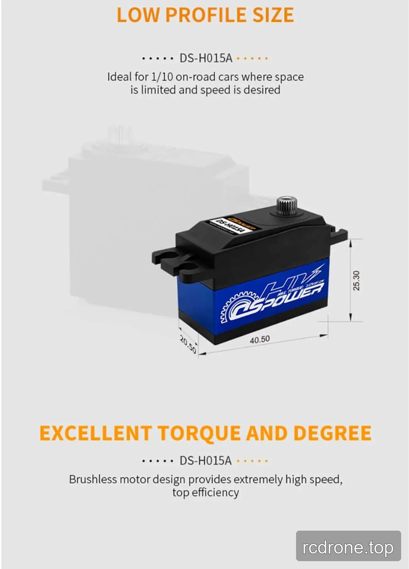 DSpower DS-H015A low-profile servo with RC car application and mounting hardware — section 4 of 5