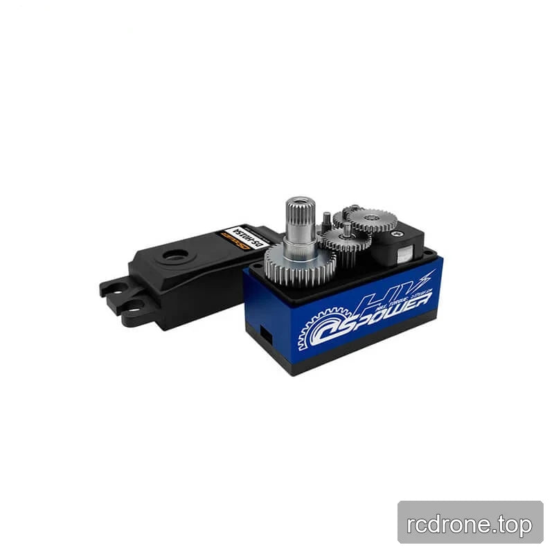 DSpower DS-H015A servo motor with its top cover removed, exposing the internal metal gear train and output shaft.