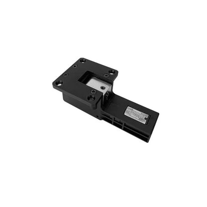 Black DSpower DS-H016A servo motor in an elevated three-quarter view, showing the mounting plate opening and label side.