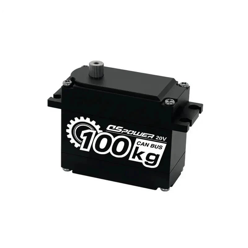 Black DSpower DS-P008 servo motor shown from the front, with splined output shaft and 100 kg CAN BUS label.