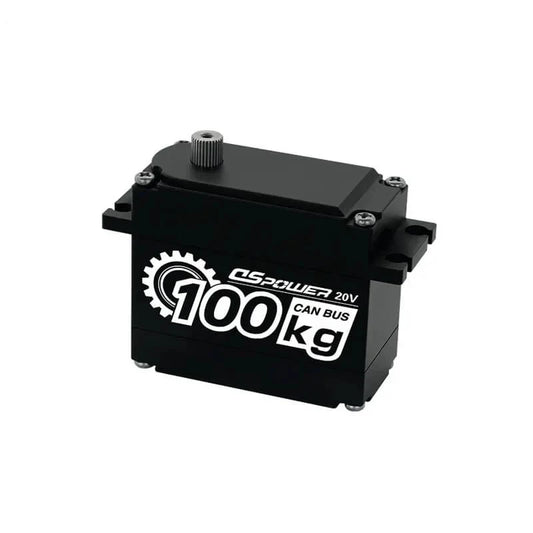 Black DSpower DS-P008 servo motor shown from the front, with splined output shaft and 100 kg CAN BUS label.