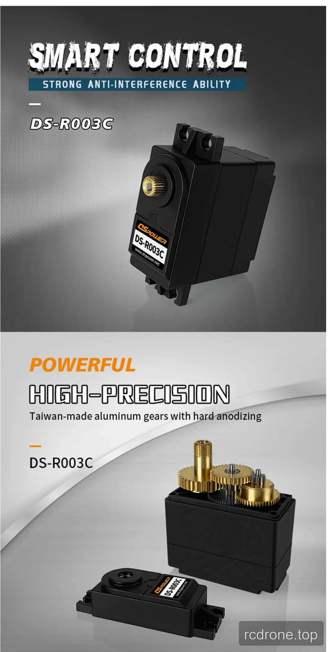 DSpower DS-R003C metal gear servo motor with output horns and mounting hardware — section 2 of 5