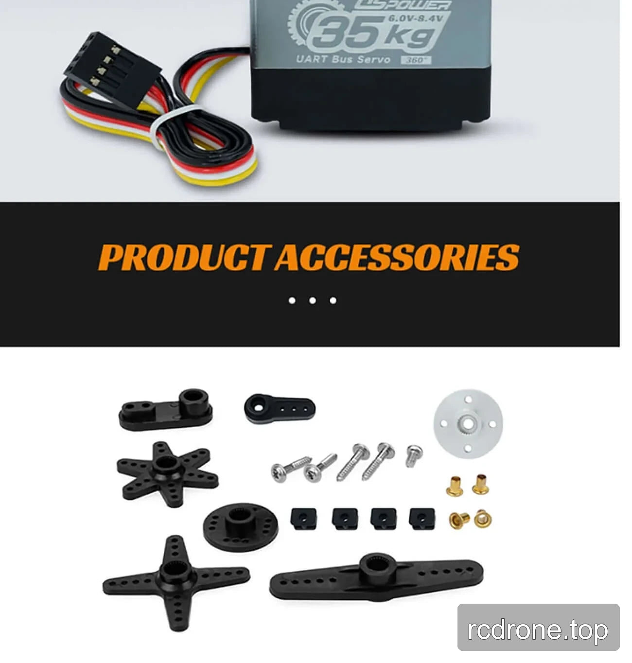 DSpower DS-R003D servo with labeled RS485, 35 kg and 360° features — section 3 of 3