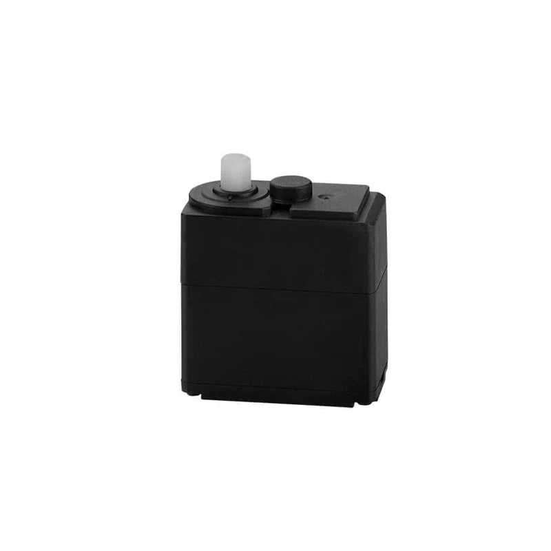 Black DSpower DS-R005 servo motor shown from the front with a white output shaft and top-mounted cap.