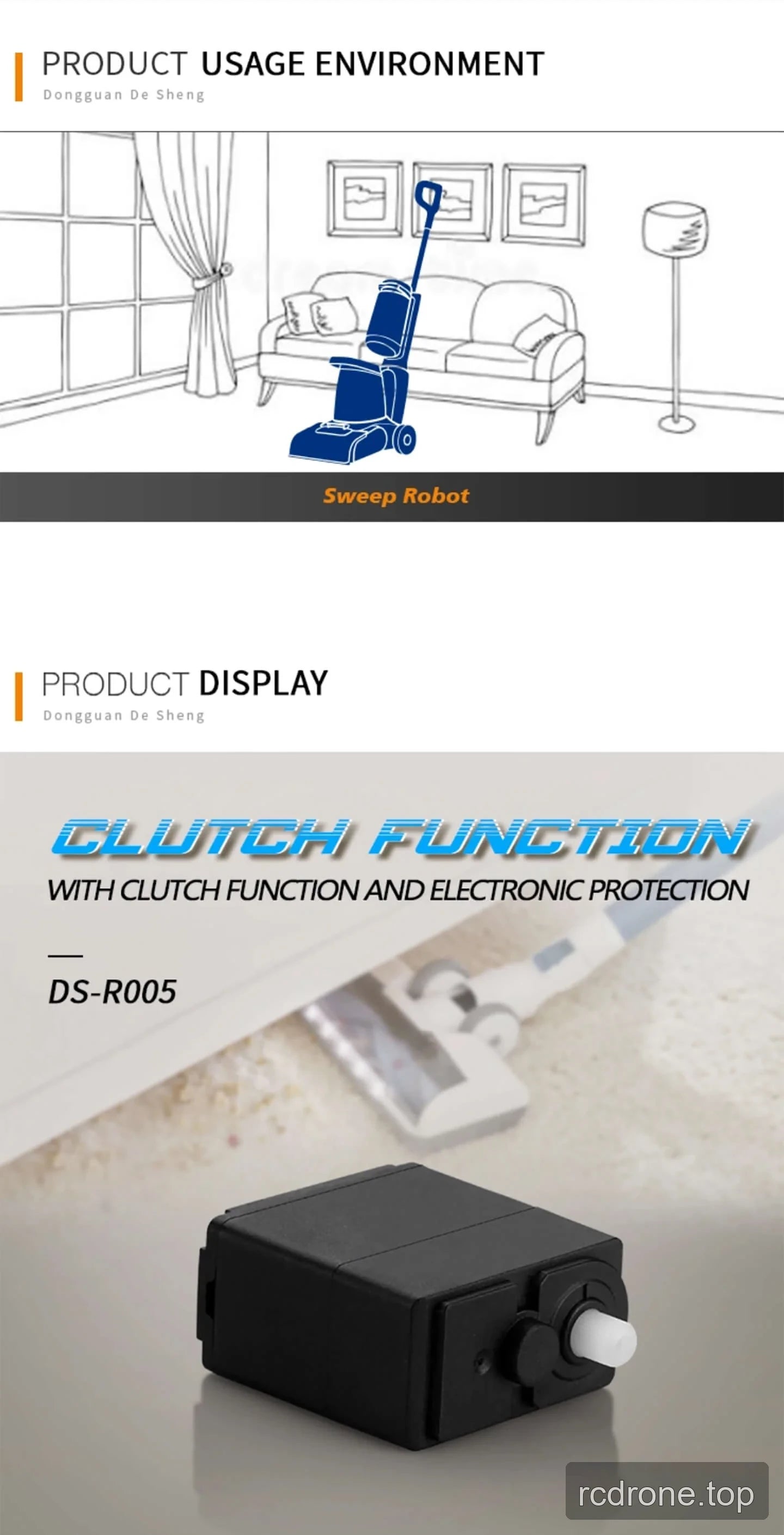 DSpower DS-R005 smart servo feature panel with gear train and mounting hardware — section 2 of 5