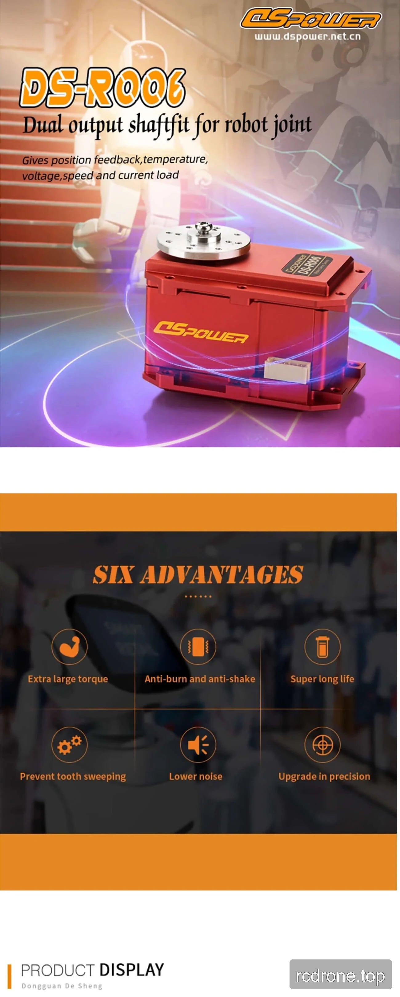 DSpower DS-R006 robot-joint servo with dual output shaft and feedback functions — section 1 of 4