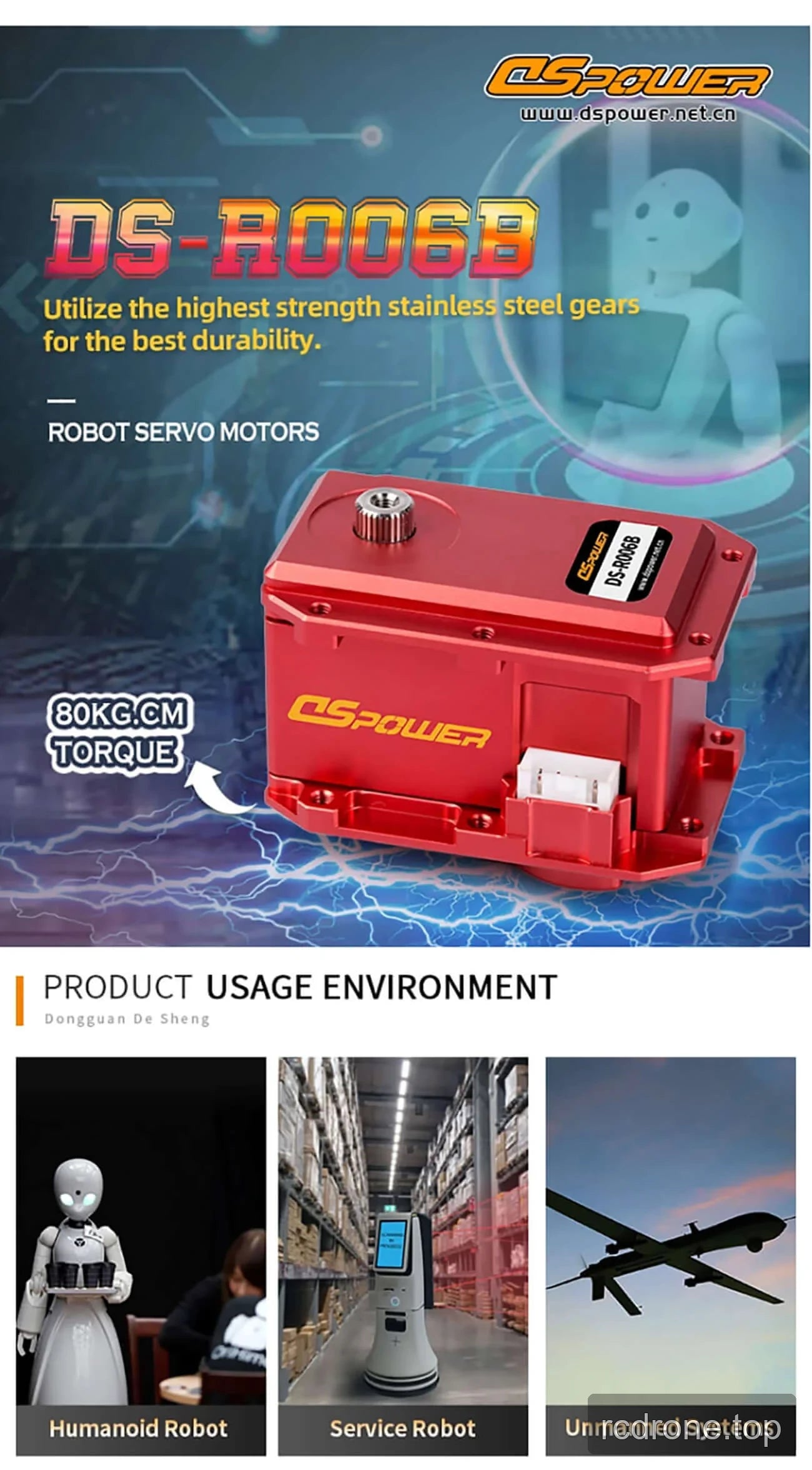 DSpower DS-R006B robot servo motor feature and application panel — section 1 of 5