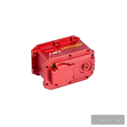 Red DSpower DS-R006B servo motor rear-side view showing the circular rear output area and mounting frame.