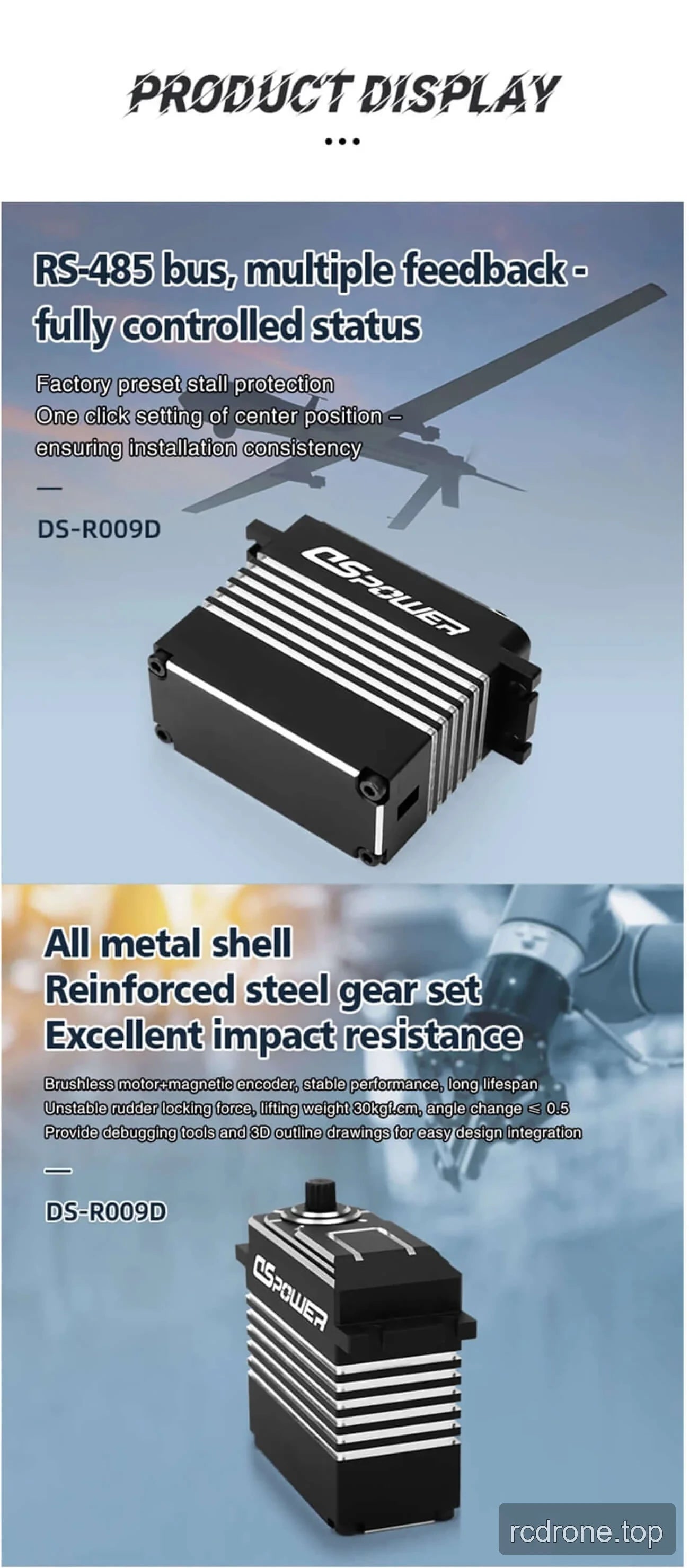 DSpower DS-R009D servo motor feature and application panel — section 3 of 4