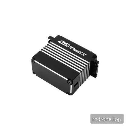 Underside view of the black DSpower DS-R009D servo motor, showing the base panel, corner screws, and striped housing.