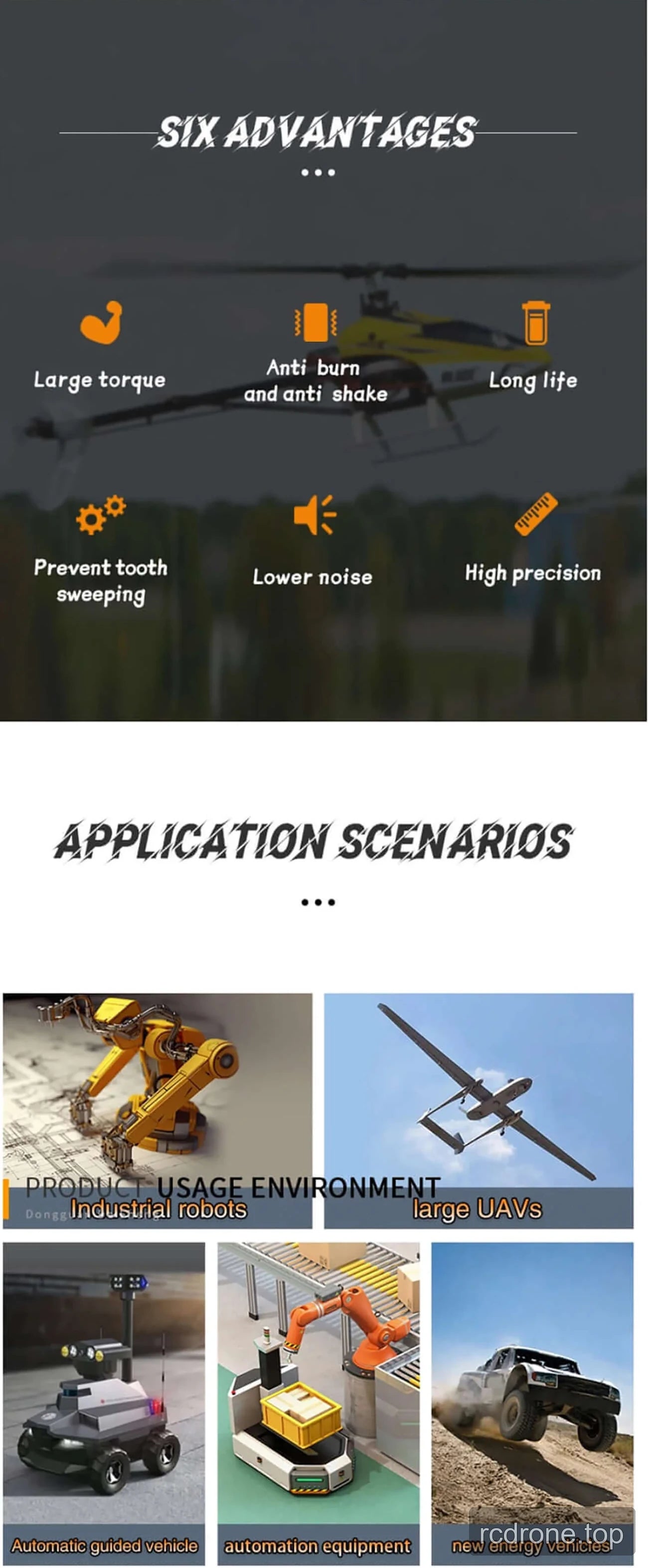 DSpower DS-R009F servo motor feature panel with metal shell and steel gear set — section 2 of 4