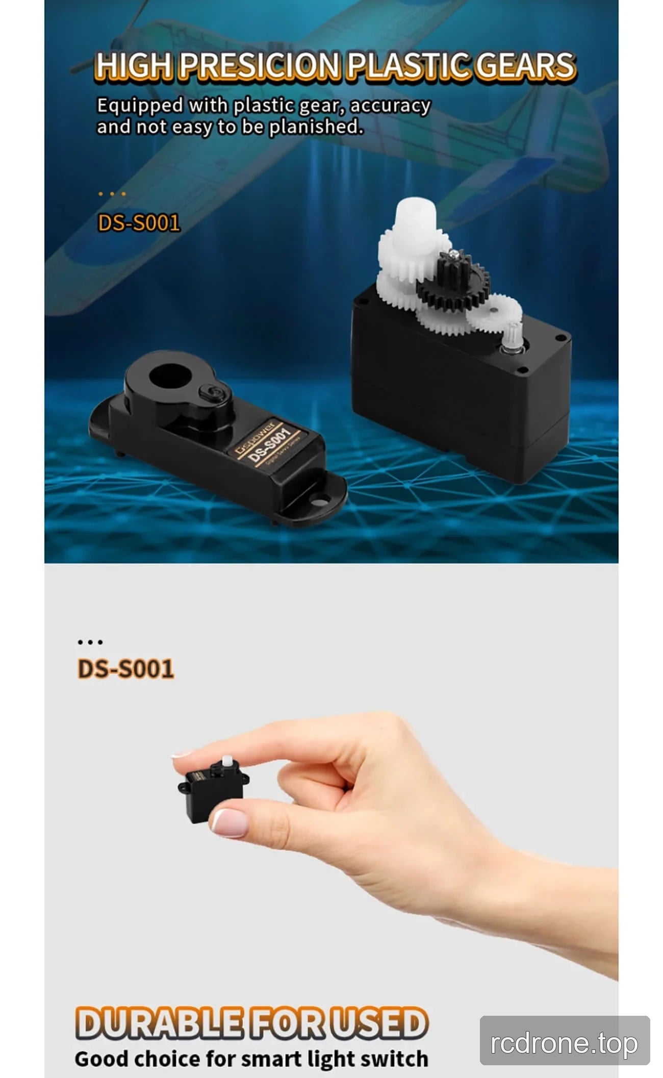 DSpower DS-S001 sub-micro servo with plastic gears and coreless motor — section 3 of 4