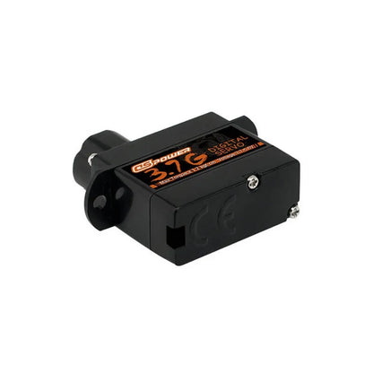 Black DSpower 3.7G digital servo with side screws and a black output shaft, shown on a white background.