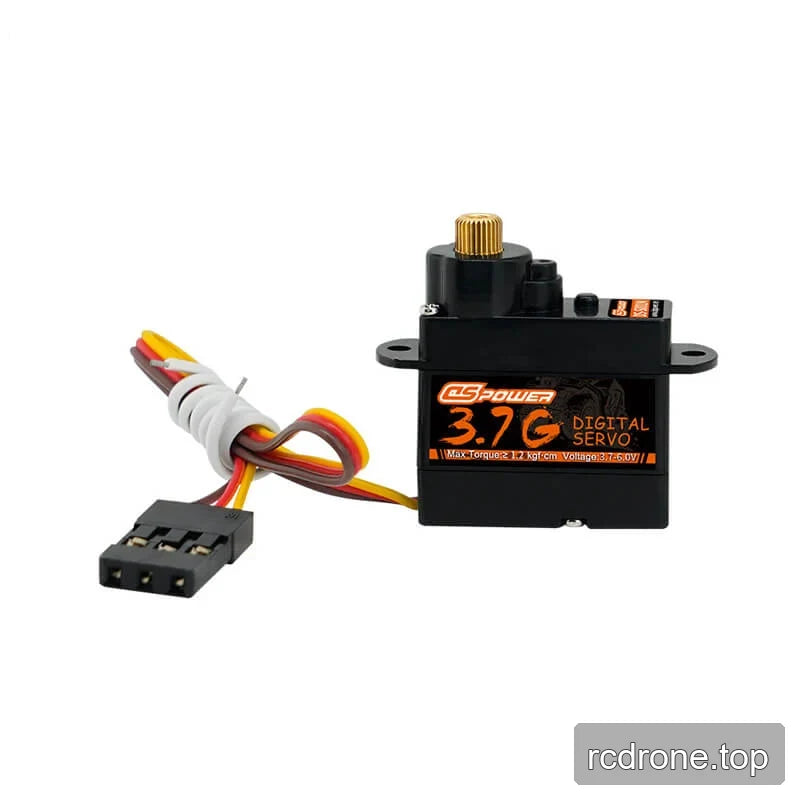 Black DSpower 3.7G digital servo with gold-colored output spline, bundled three-wire lead, and three-pin connector.