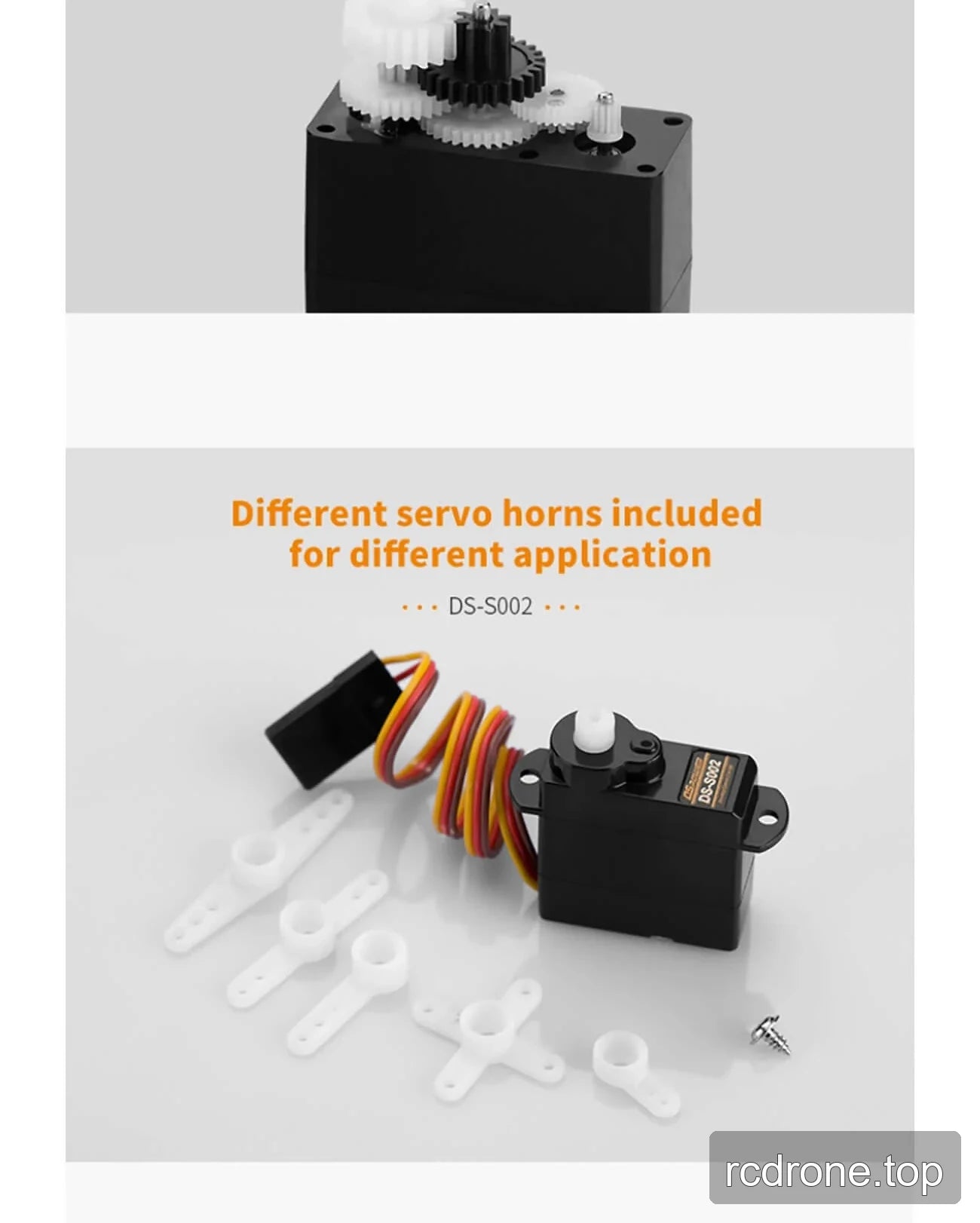 DSpower DS-S002 4.3 g micro servo with lead, gears, and servo horns — section 5 of 5