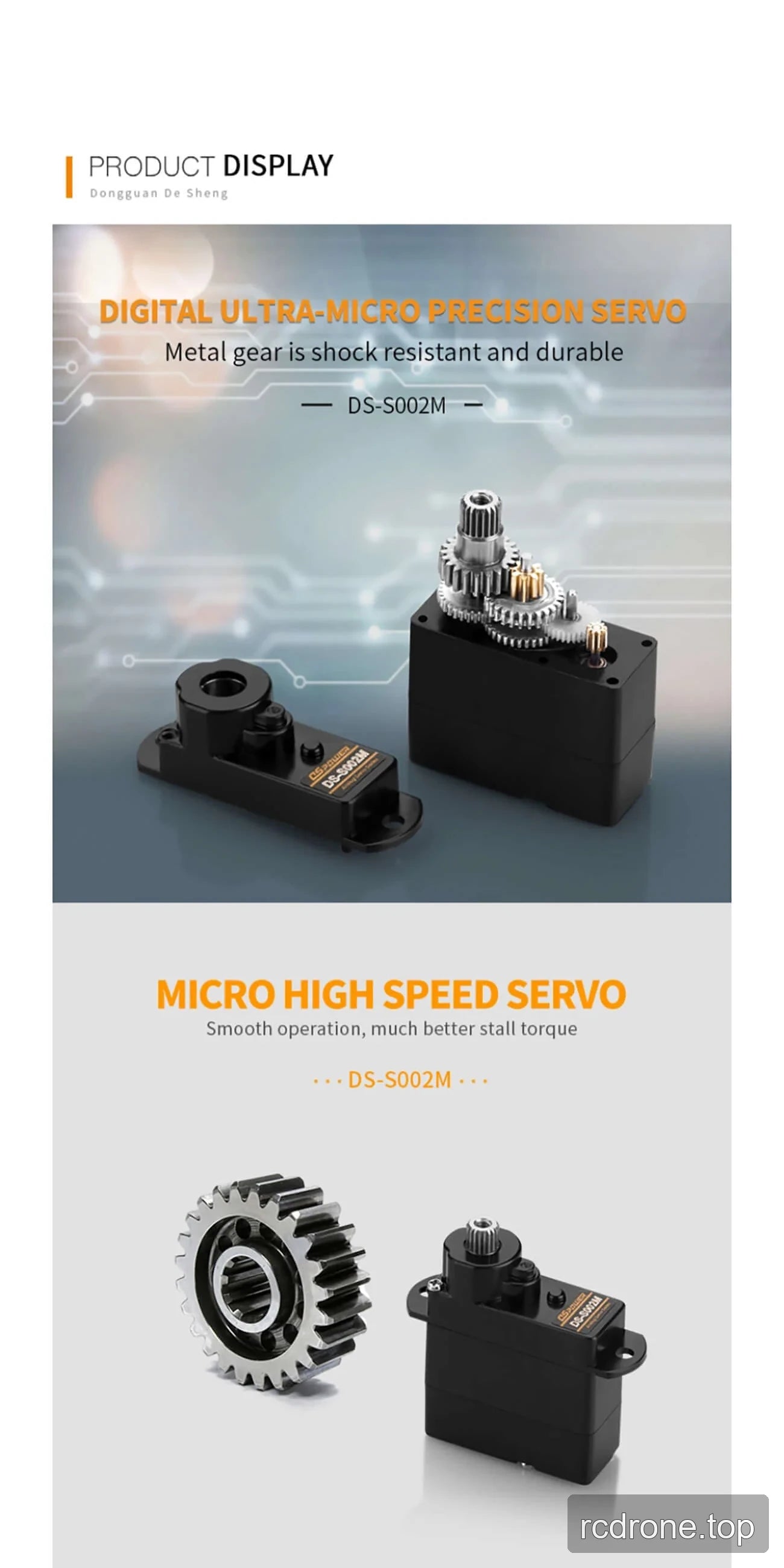 DSpower DS-S002M metal-geared micro servo feature and application panel — section 2 of 4