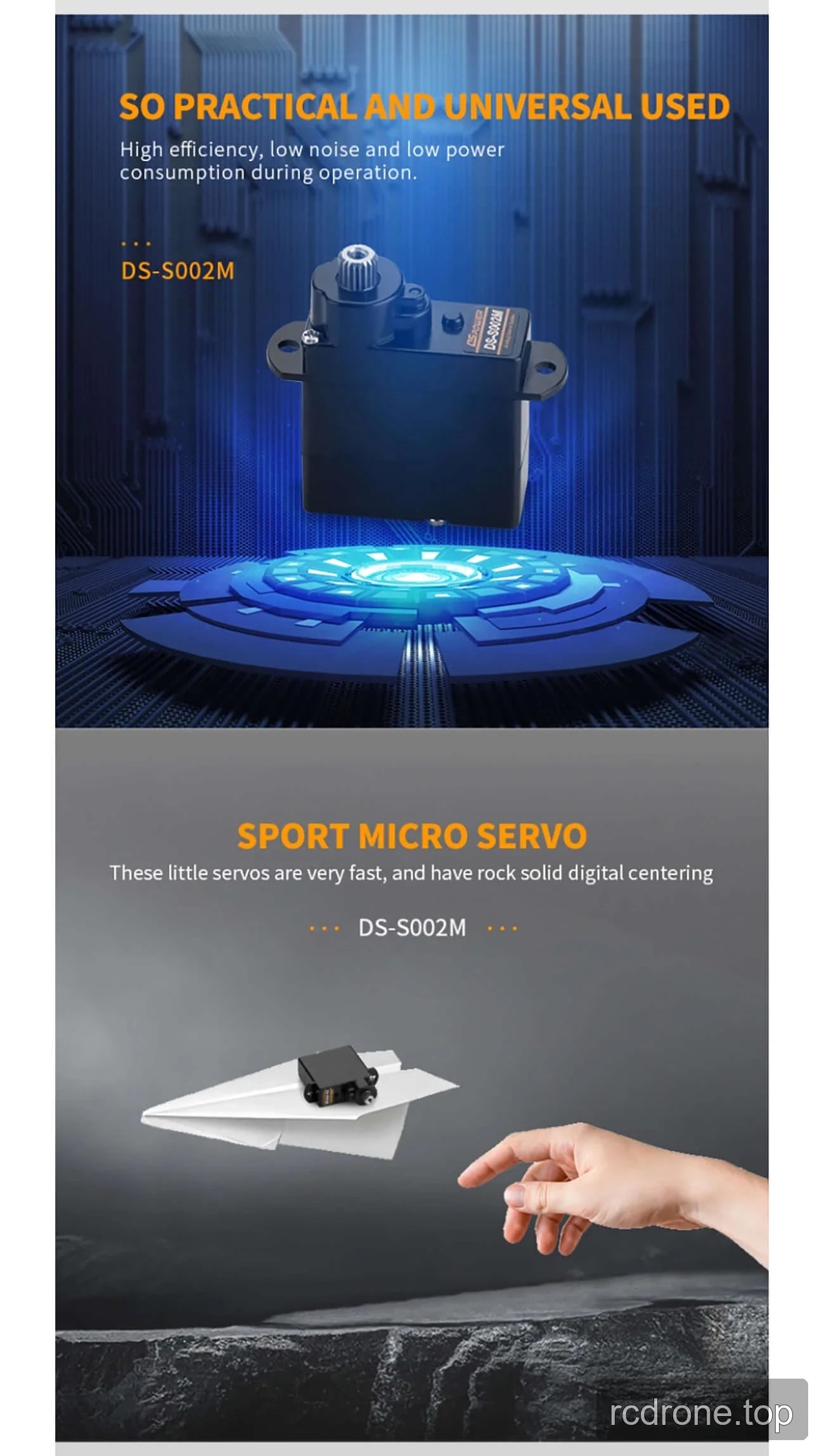DSpower DS-S002M metal-geared micro servo feature and application panel — section 3 of 4