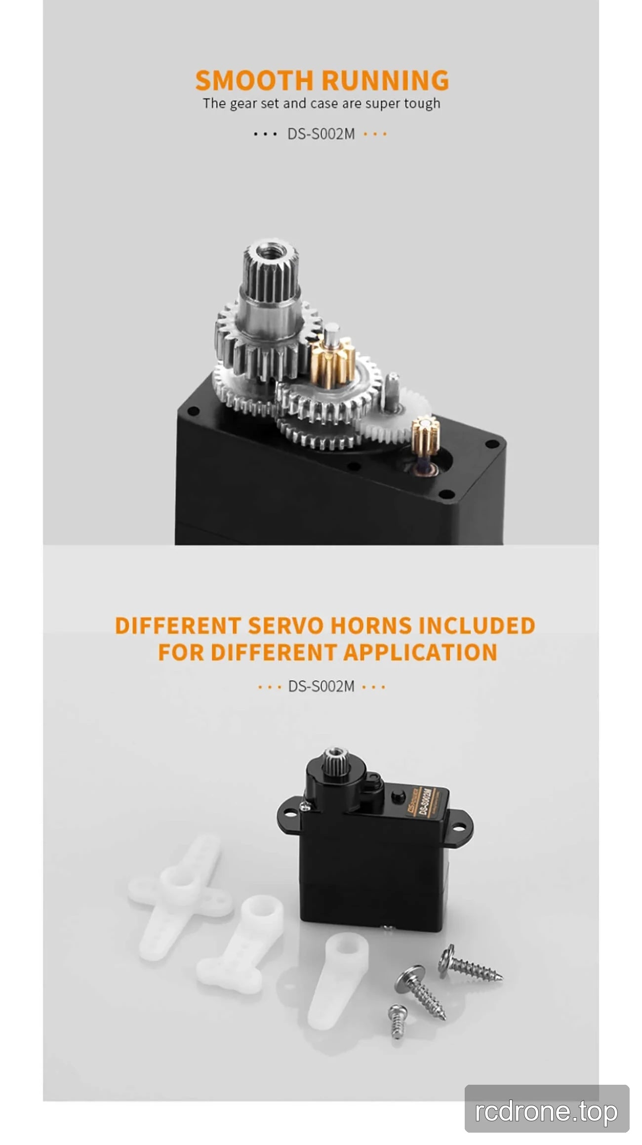 DSpower DS-S002M metal-geared micro servo feature and application panel — section 4 of 4