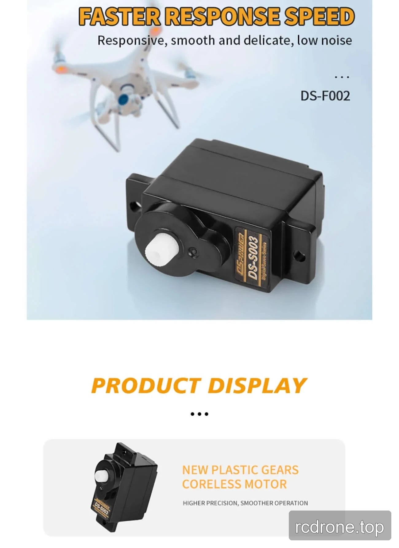 DSpower DS-S003 digital servo feature and application graphic — section 3 of 4