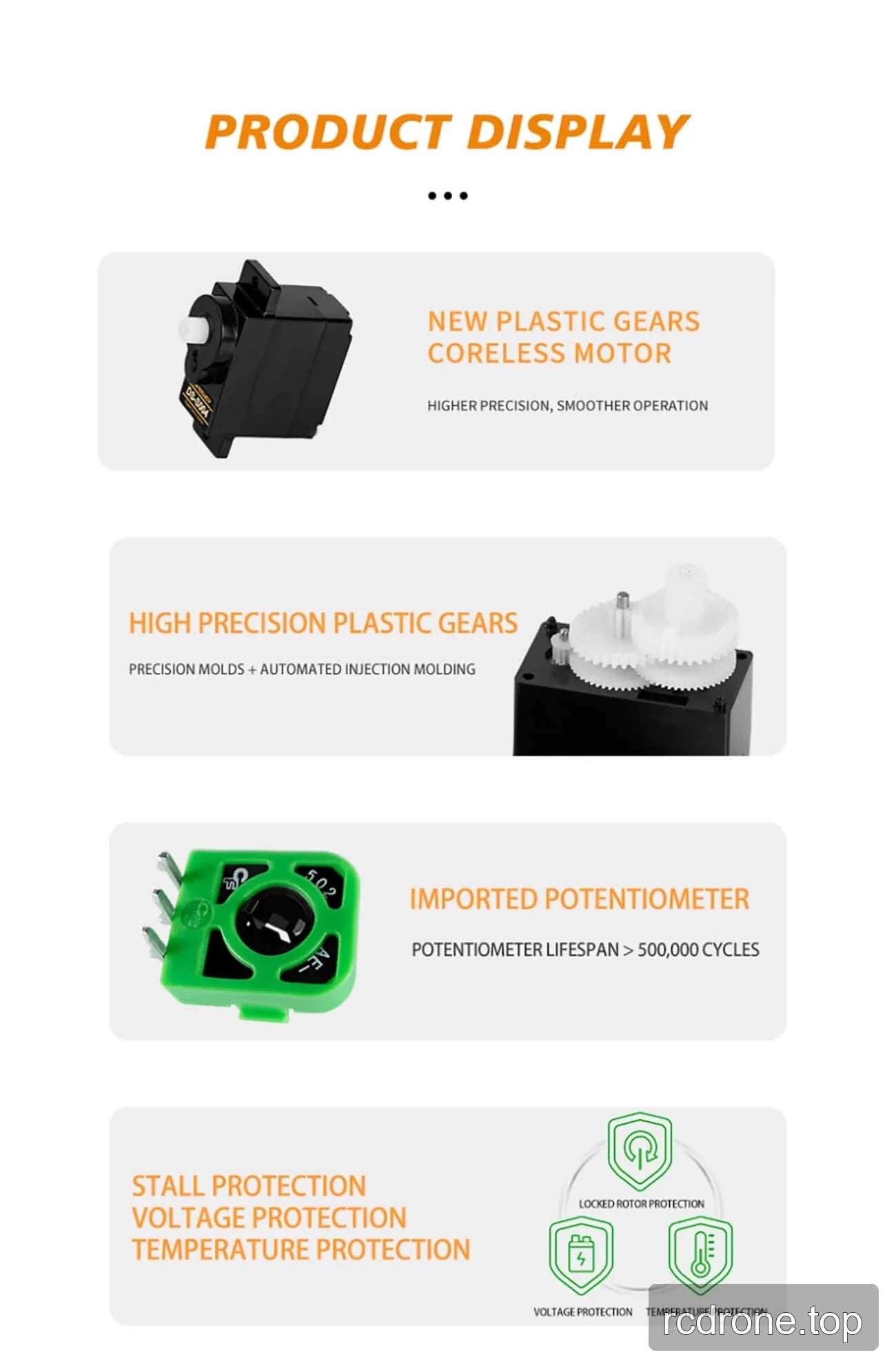 DSpower DS-S004 6 g plastic-gear micro servo with gear train — section 4 of 4