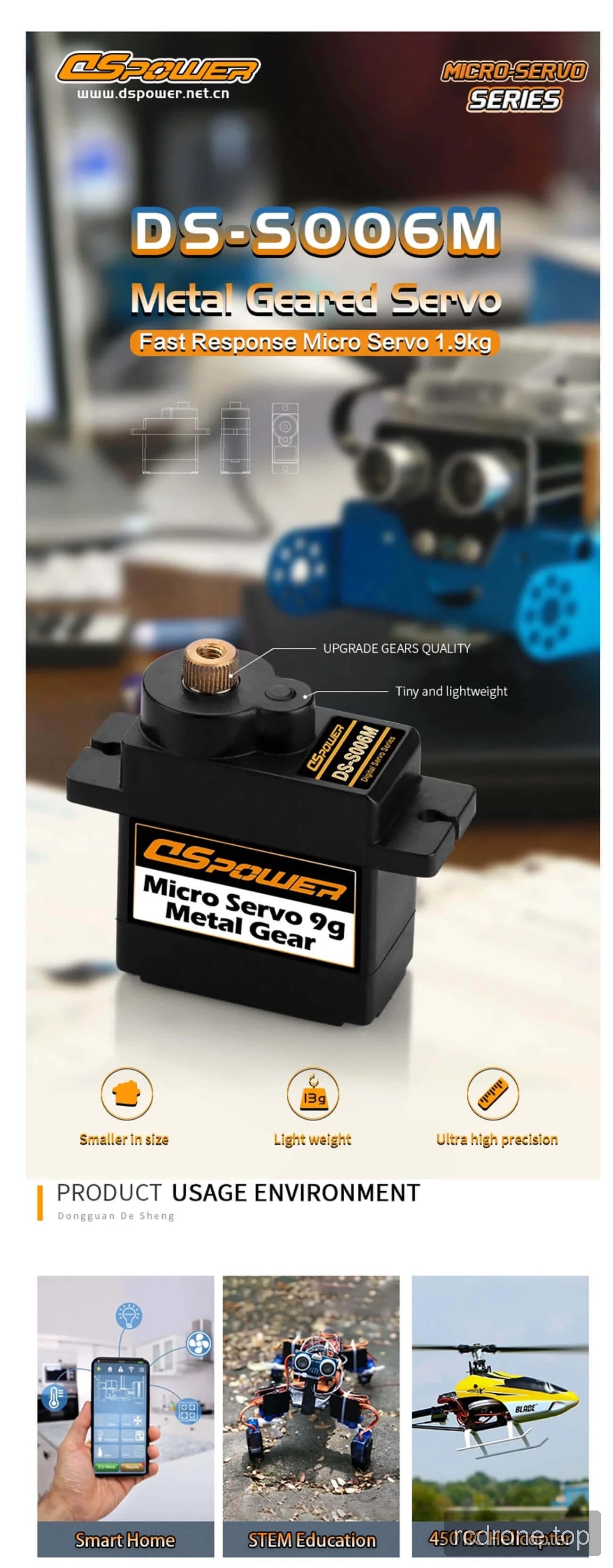 DSpower DS-S006M servo motor with servo horns and mounting accessories — section 1 of 5