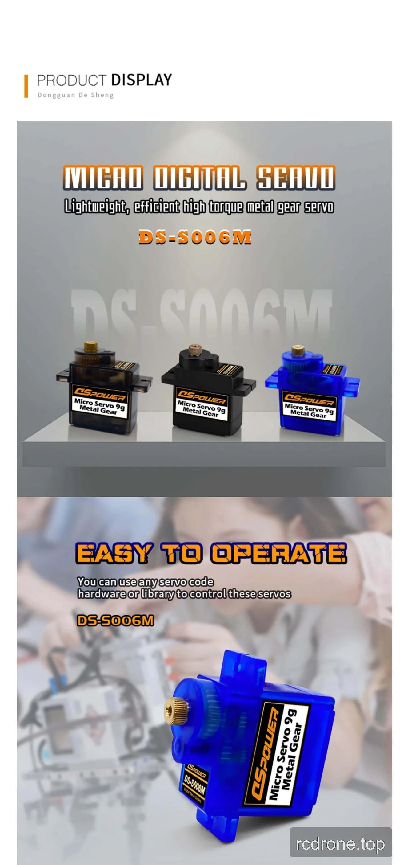 DSpower DS-S006M servo motor with servo horns and mounting accessories — section 2 of 5