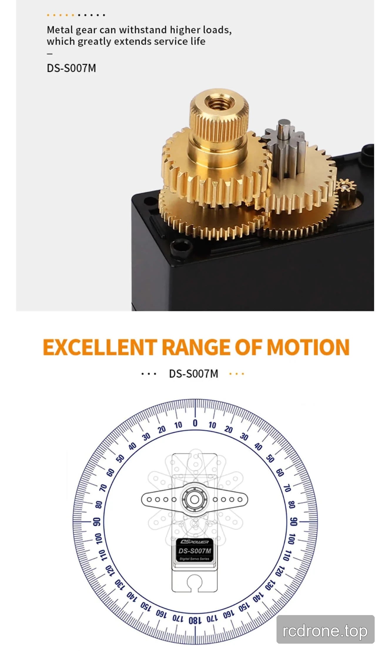 DSpower DS-S007M metal-gear servo with control horns and mounting hardware — section 4 of 5