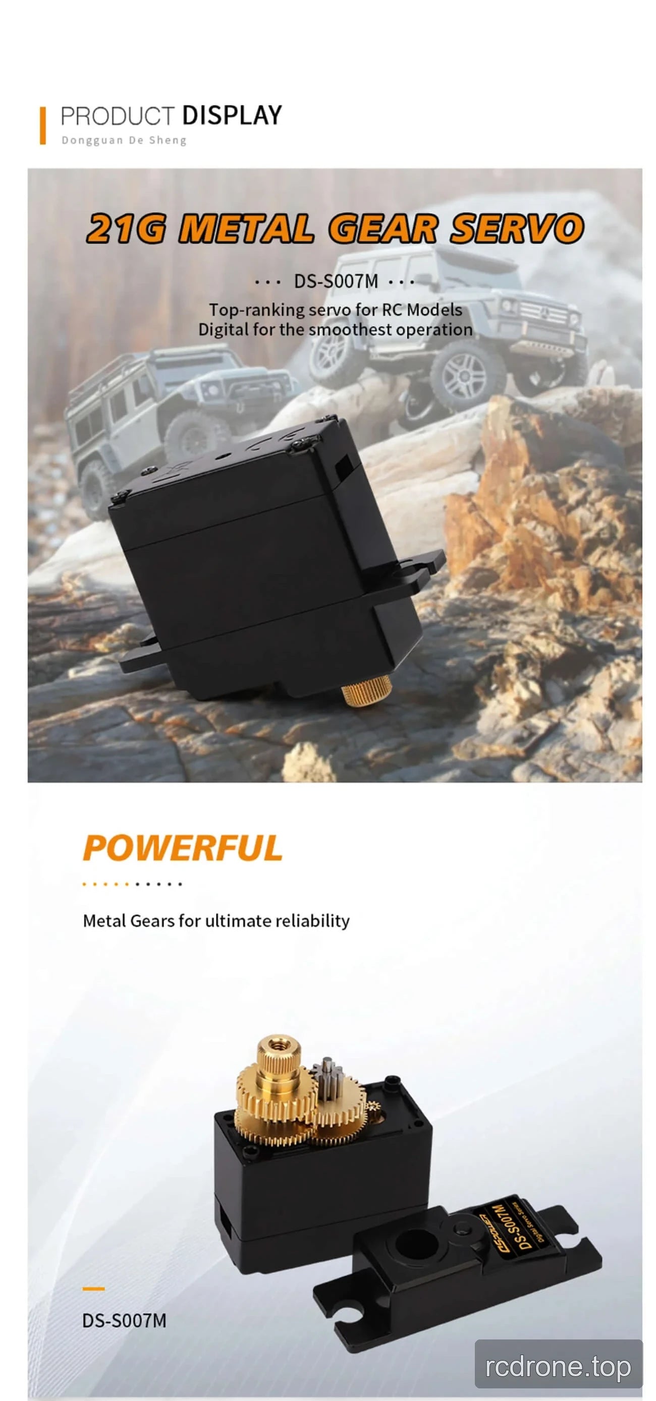 DSpower DS-S007M metal-gear servo with control horns and mounting hardware — section 2 of 5