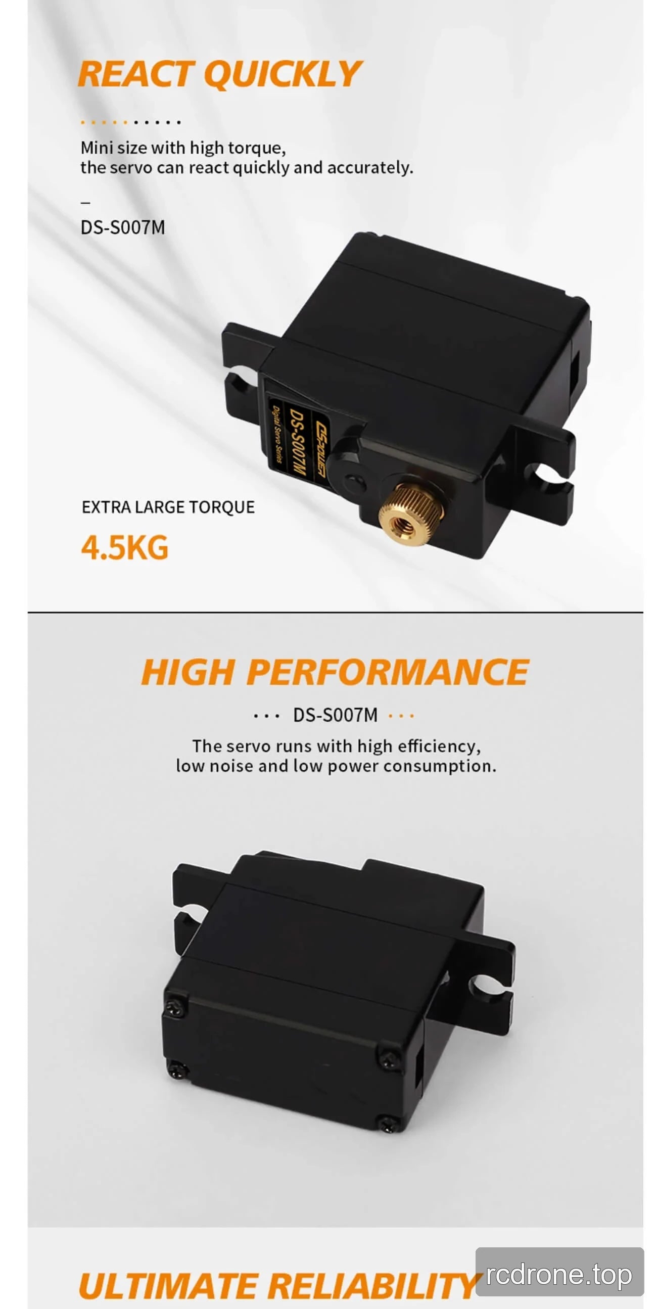 DSpower DS-S007M metal-gear servo with control horns and mounting hardware — section 3 of 5