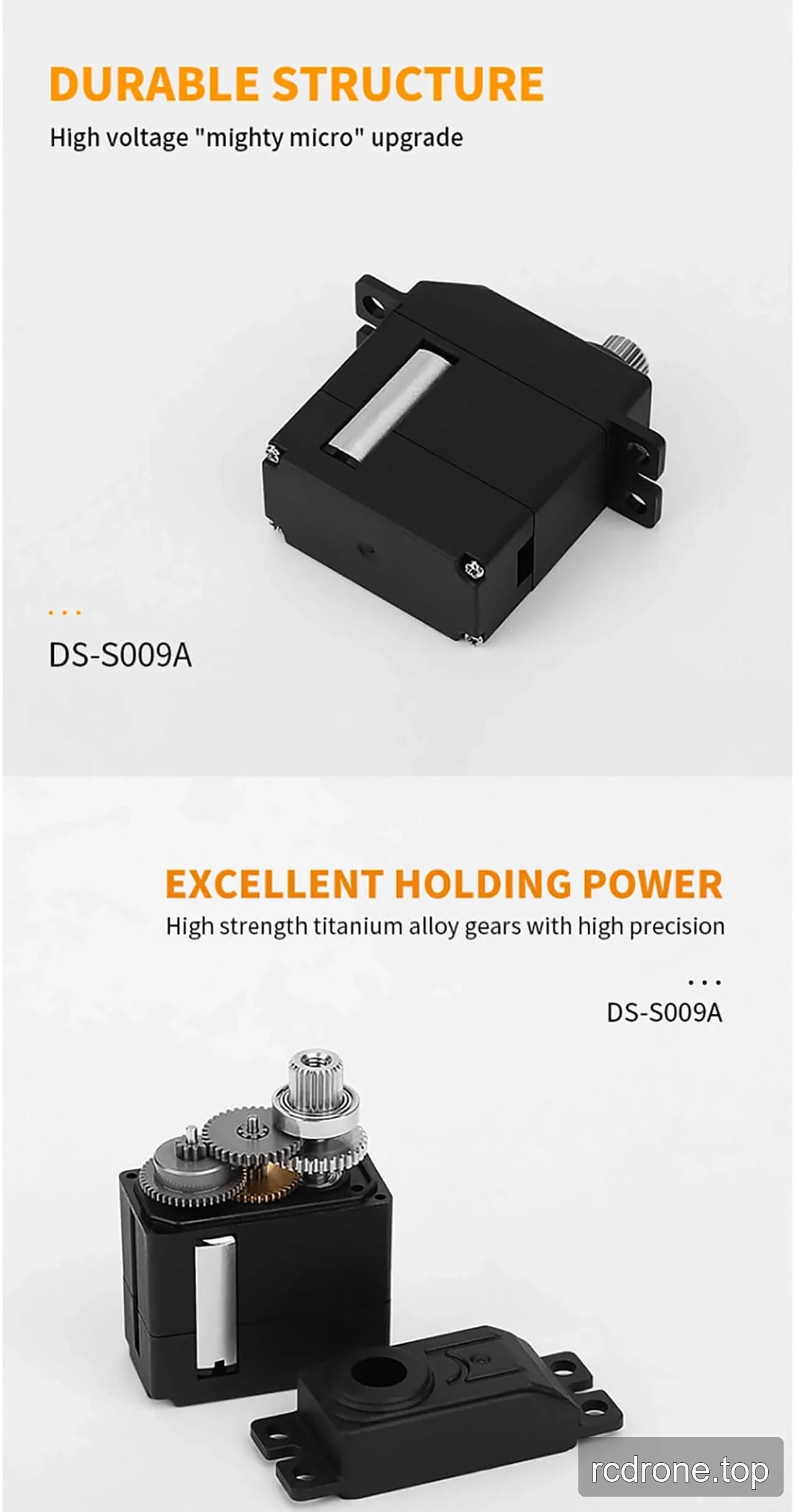 DSpower DS-S009A micro servo feature and application graphic — section 4 of 5