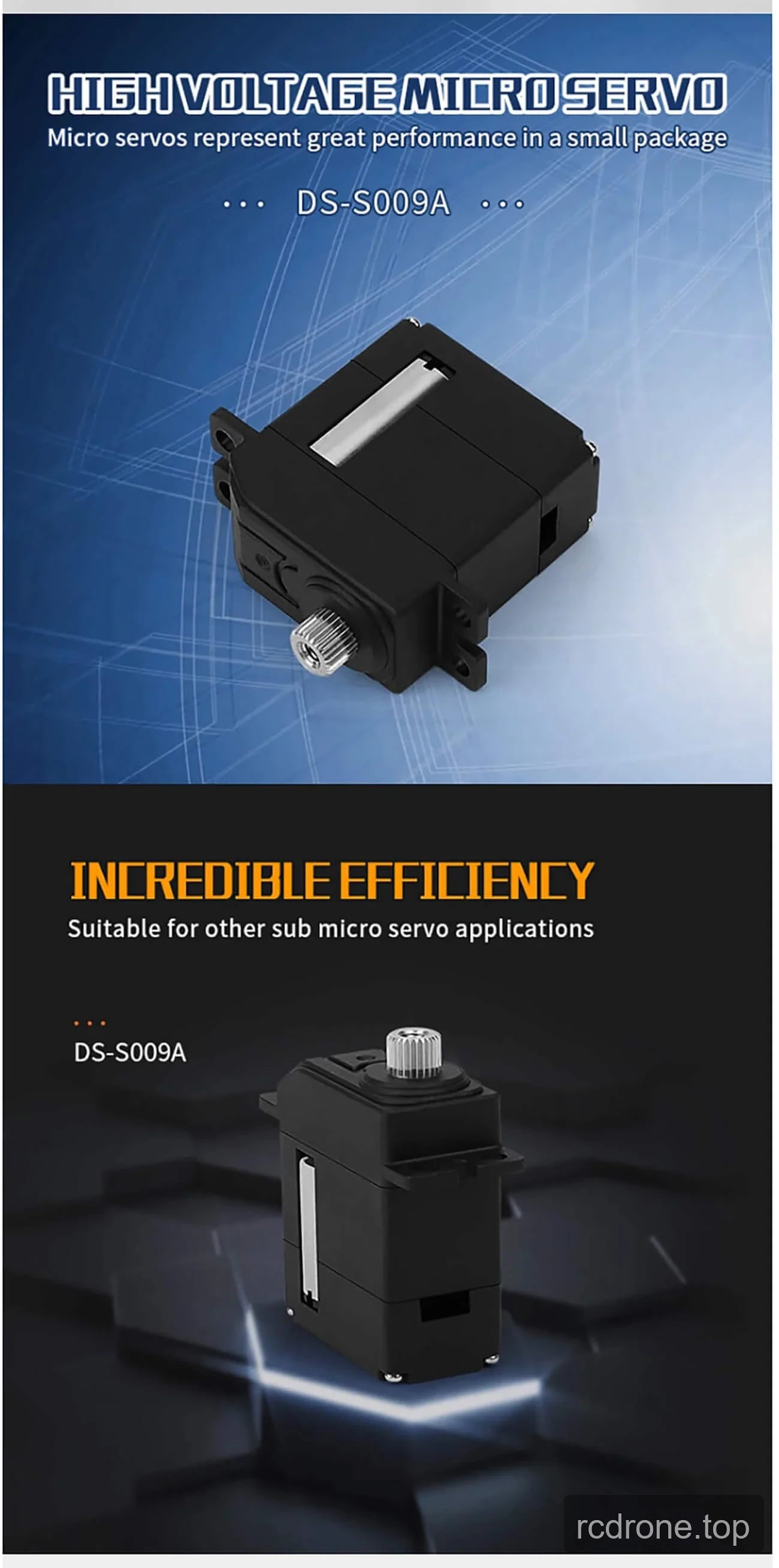 DSpower DS-S009A micro servo feature and application graphic — section 3 of 5