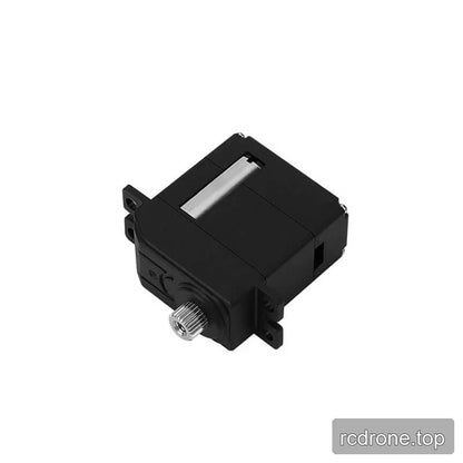 Black DSpower DS-S009A servo motor viewed from above at an angle, showing the side panel, mounting tabs, and output shaft.