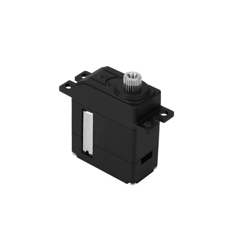 Black DSpower DS-S009A servo motor with mounting tabs, silver side panel, and splined metal output shaft.