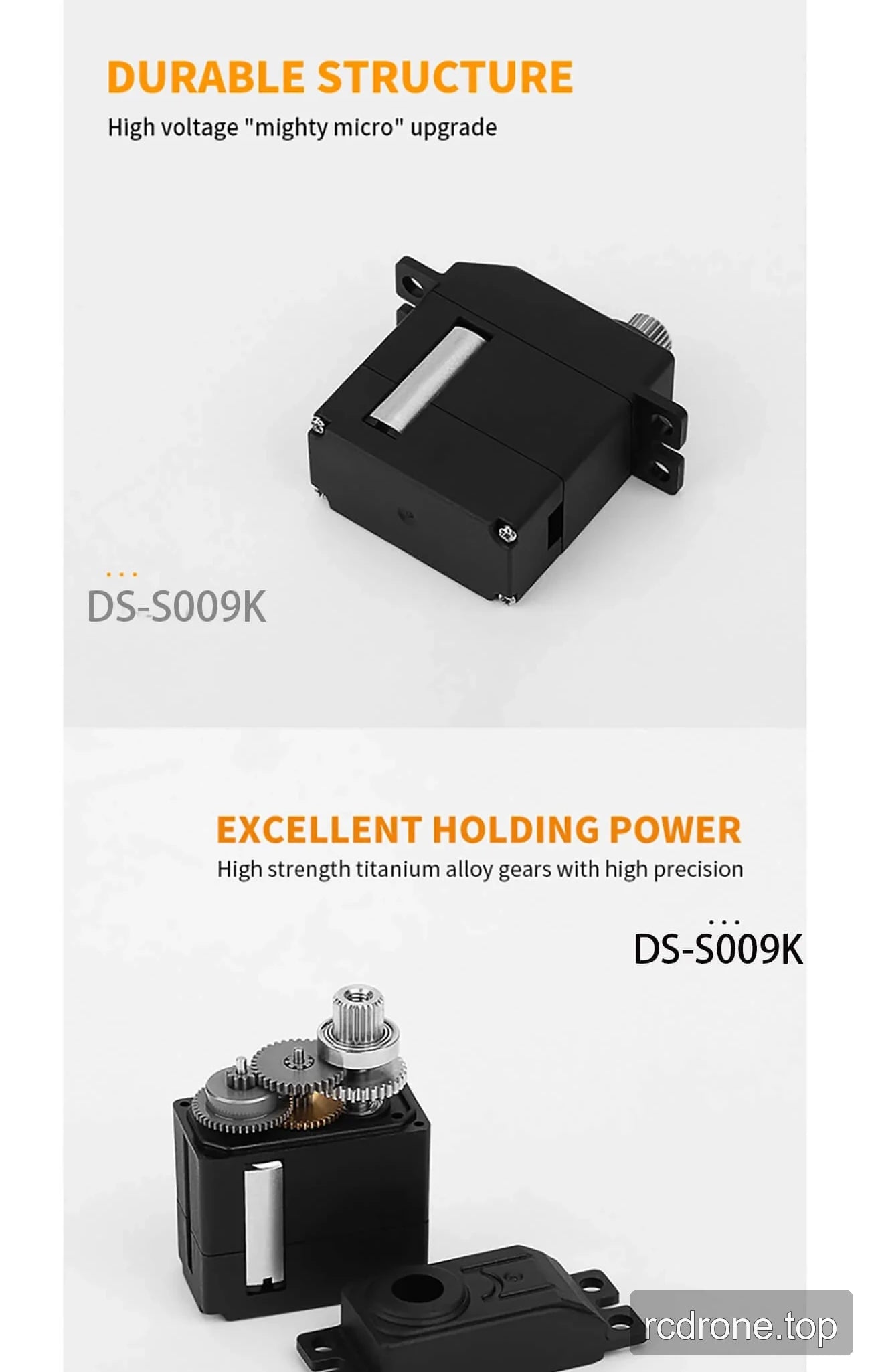 DSpower DS-S009K digital micro servo feature graphic with application panels — section 4 of 5