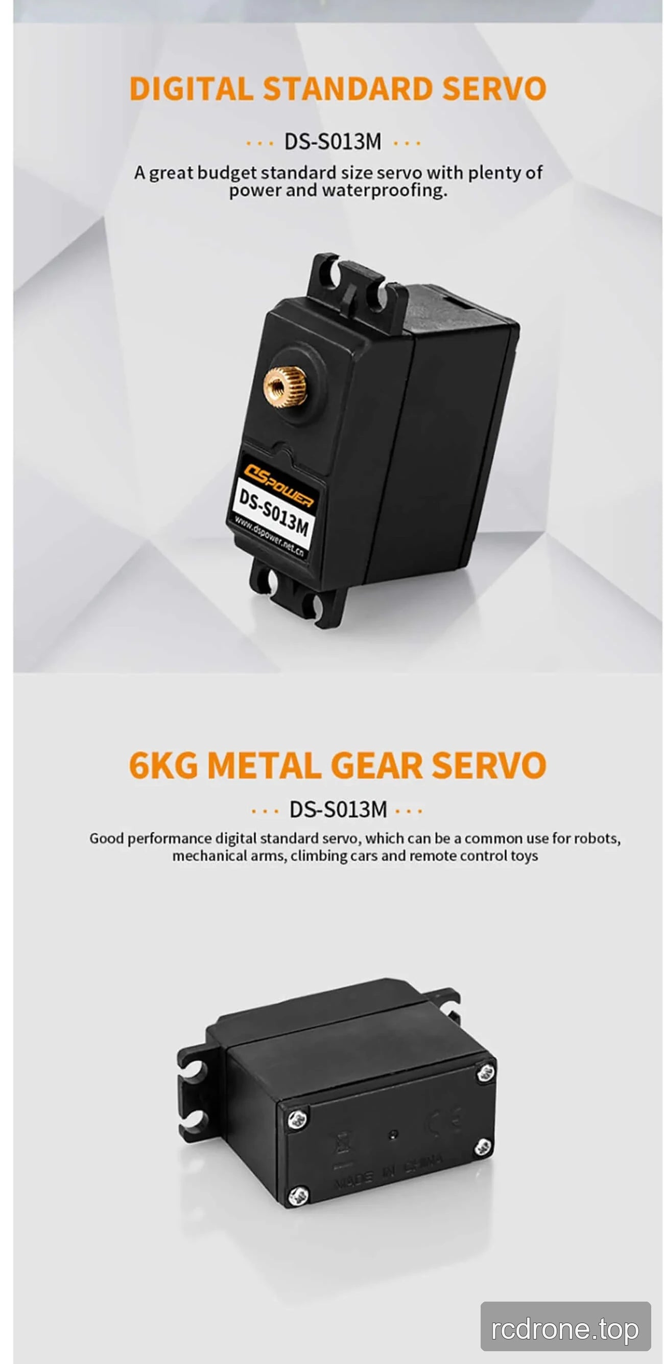 DSpower DS-S013M servo motor application and feature graphic — section 3 of 4