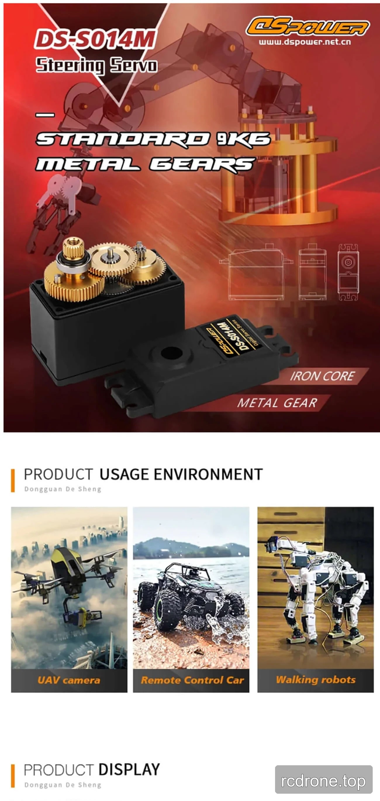 DSpower DS-S014M metal gear steering servo with mounting hardware — section 1 of 5