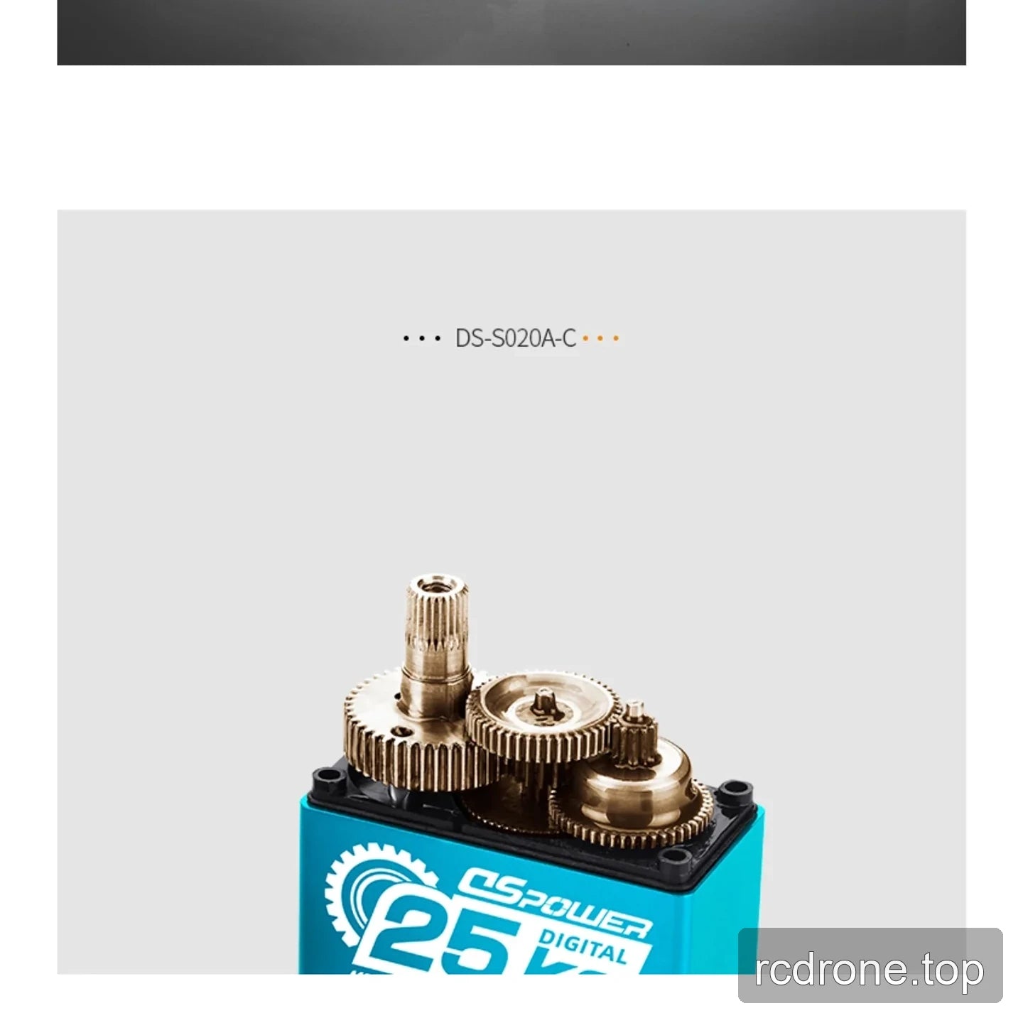 DSpower DS-S020A-C digital servo motor with exposed metal gear train and splined output shaft — section 4 of 4